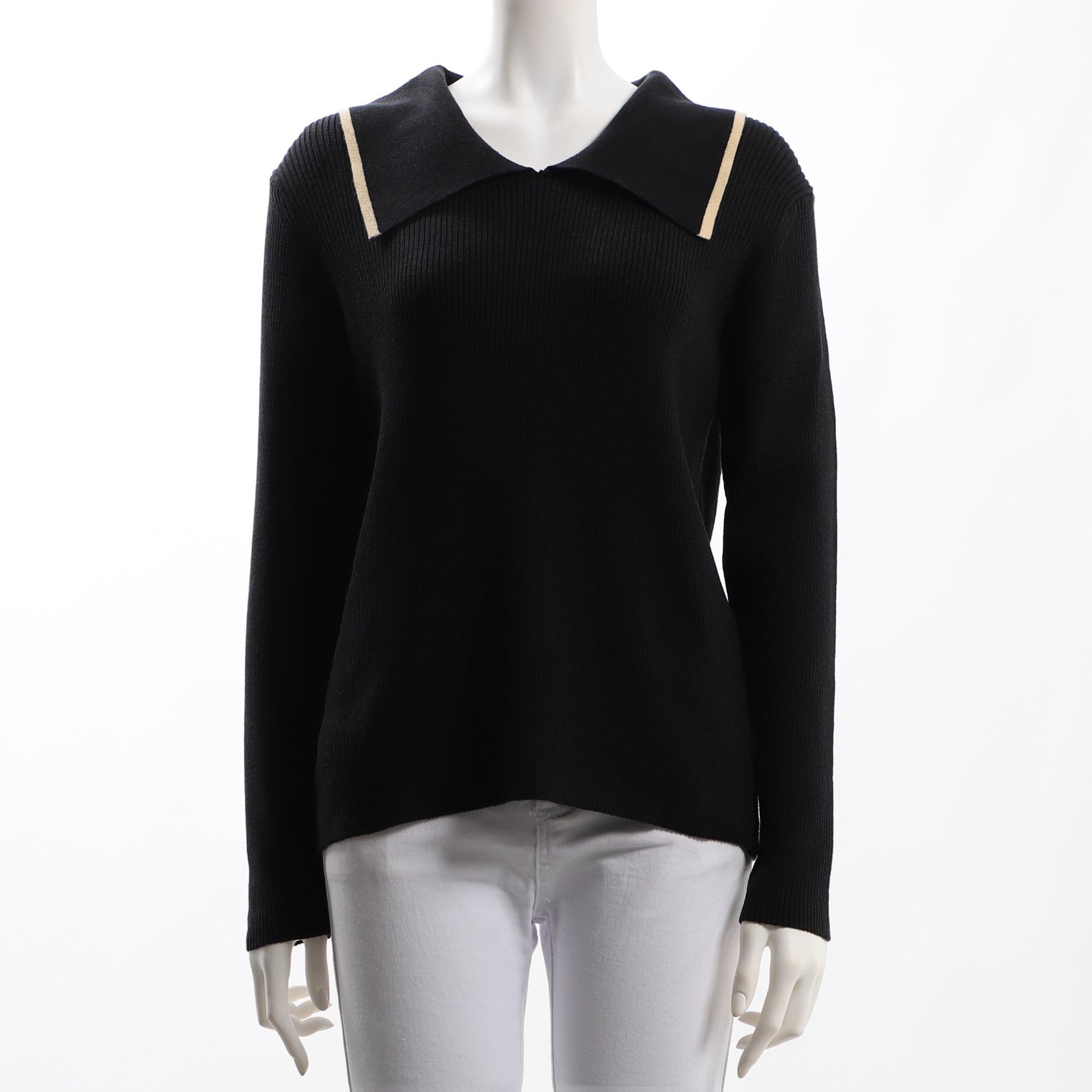 バイカラーデザイン襟ニット