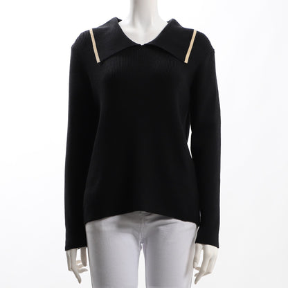 バイカラーデザイン襟ニット