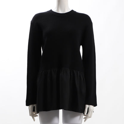 異素材ペプラムリブニット