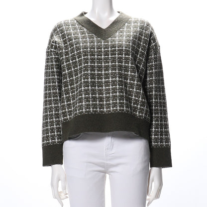 ツイード素材Vネックニット