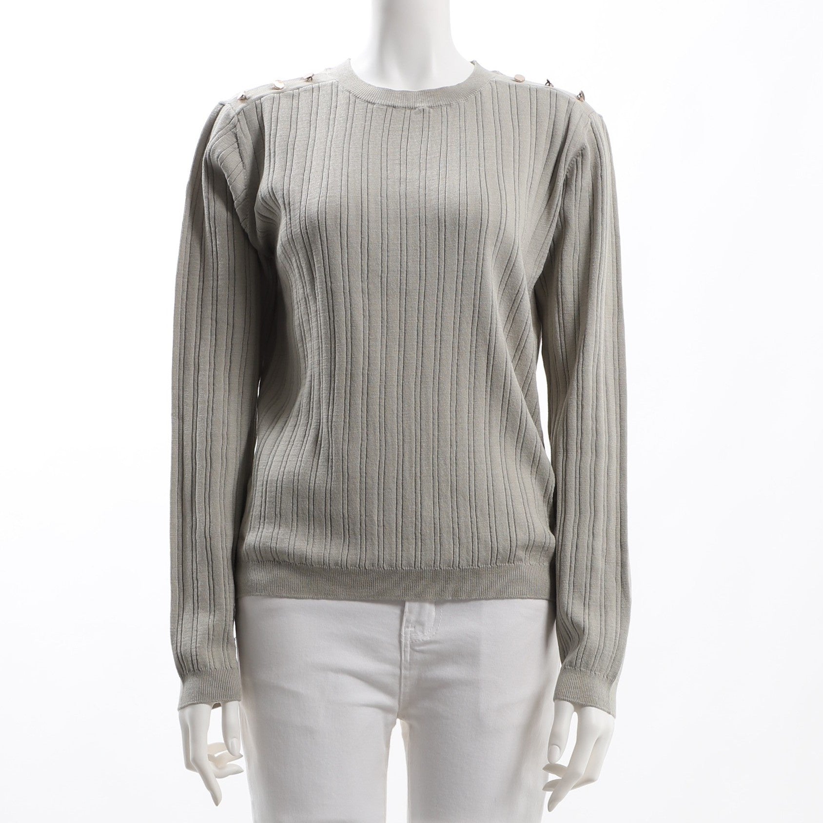 ランダムリブ肩ボタンニット