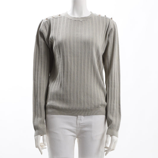 ランダムリブ肩ボタンニット