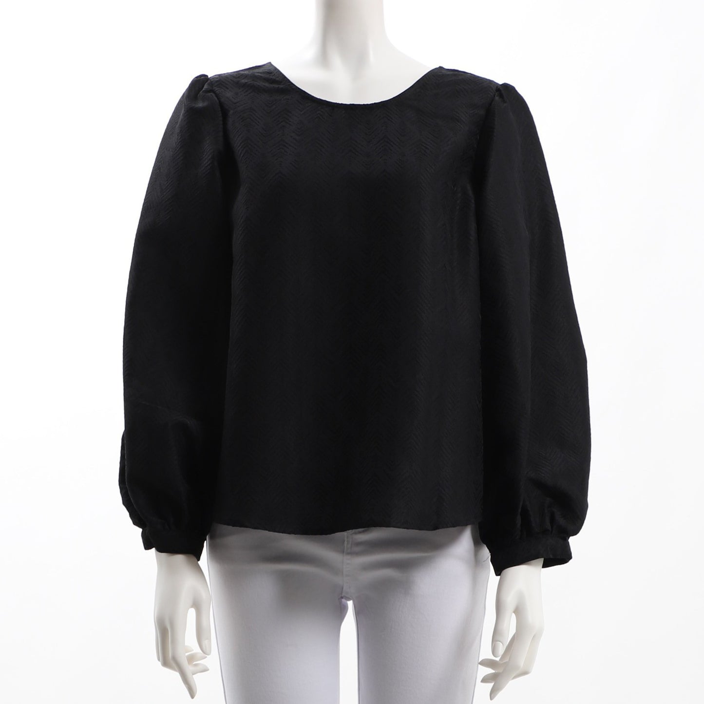 ふんわり袖ジャガード総柄ブラウス