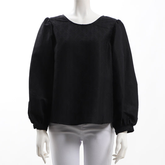 ふんわり袖ジャガード総柄ブラウス