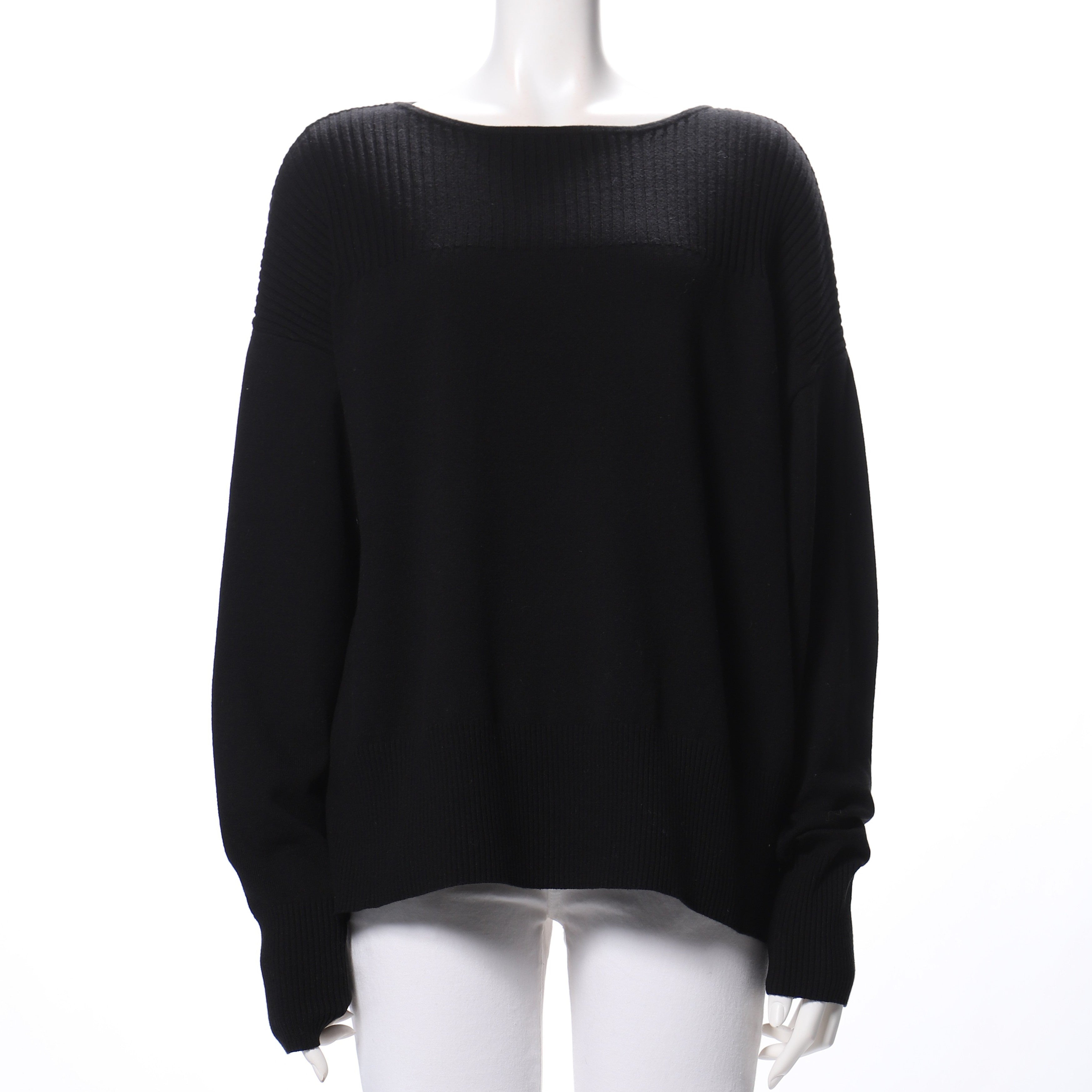 リブ切り替えドロップショルダーニット