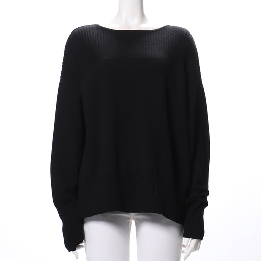 リブ切り替えドロップショルダーニット