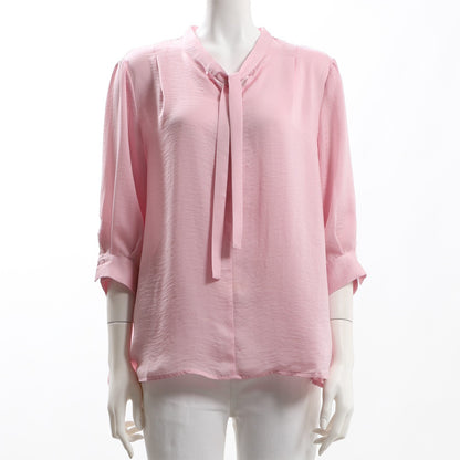 光沢サテンボウタイブラウス