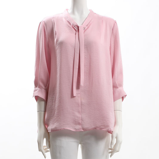 光沢サテンボウタイブラウス