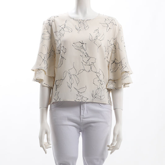 フレアスリーブ総柄ブラウス