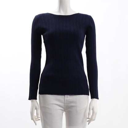 ボートネックリブニット