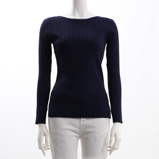 ボートネックリブニット