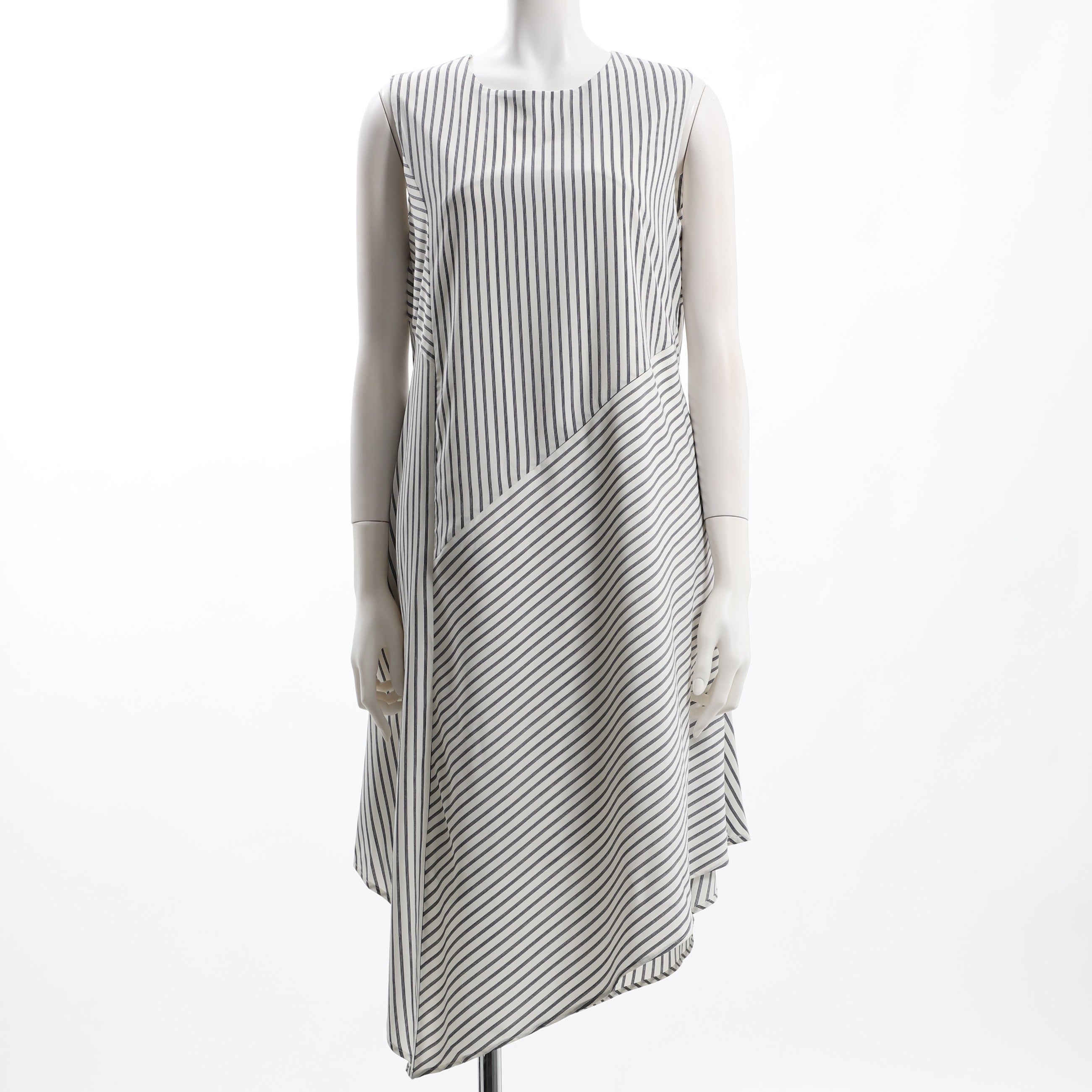 イレギュラーヘムストライプ切り替えワンピース