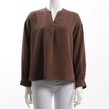 ドロップショルダーオープンフロントネックブラウス