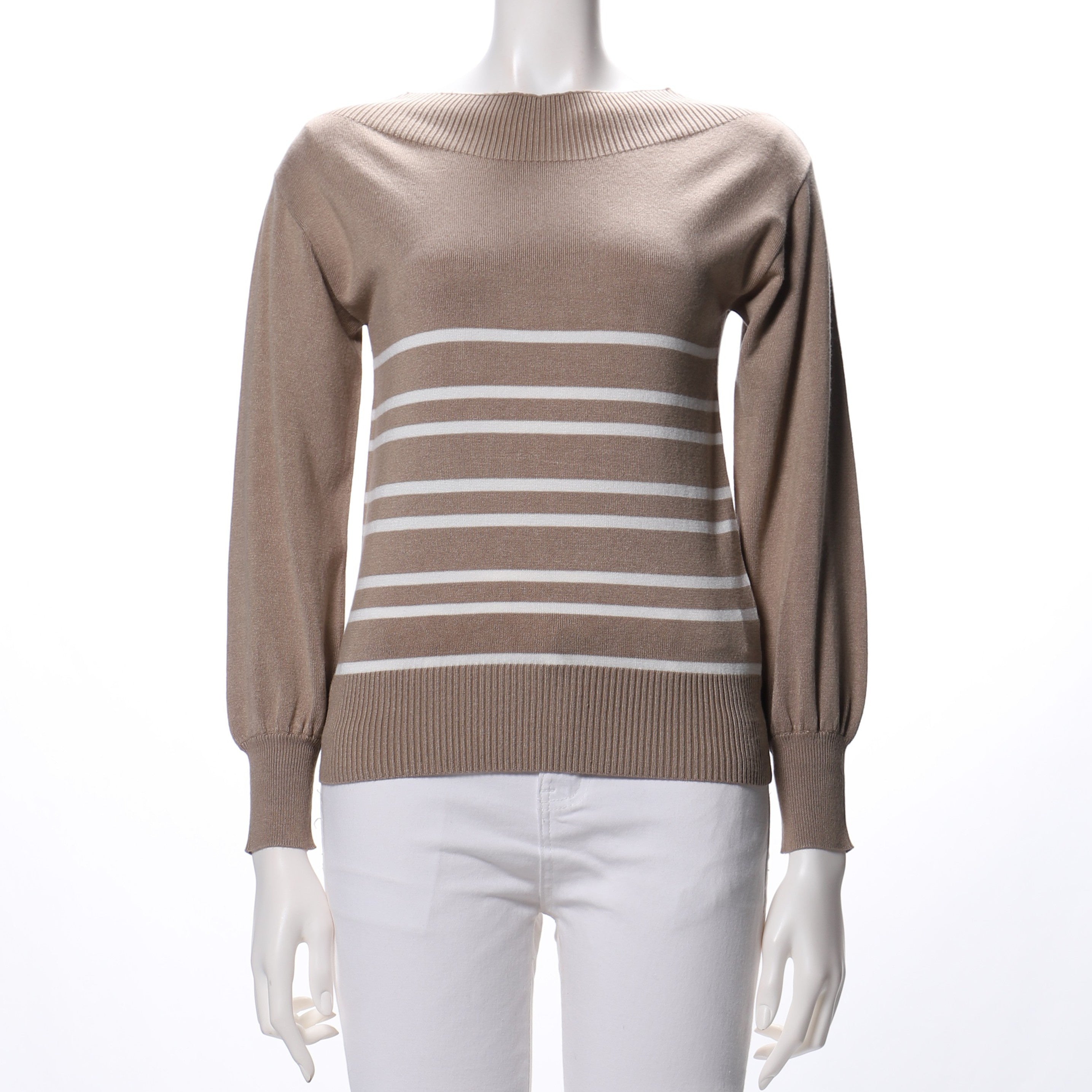 ボーダー柄フィットニット