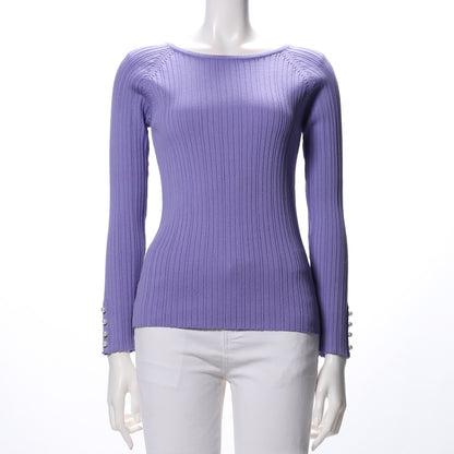 パールボタンリブニット