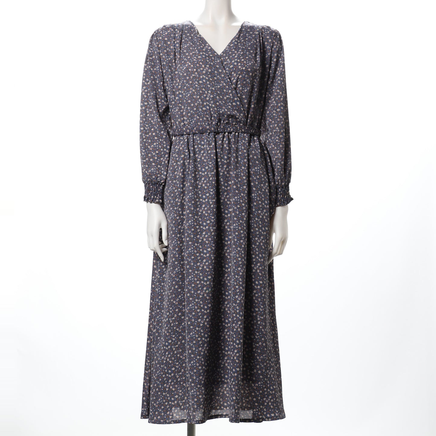 オータムフラワープリントカシュクールワンピース