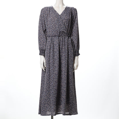 オータムフラワープリントカシュクールワンピース