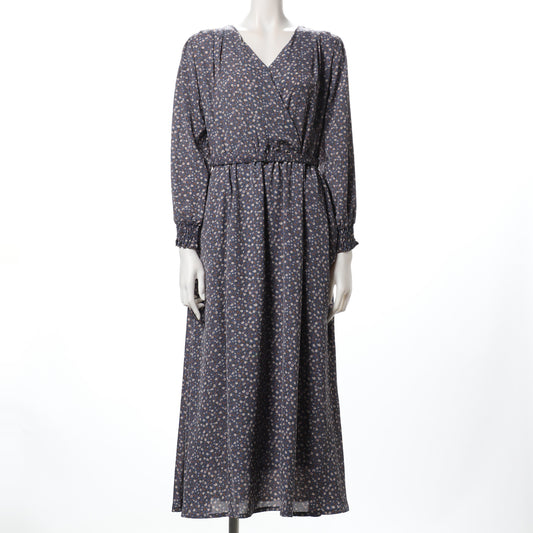 オータムフラワープリントカシュクールワンピース