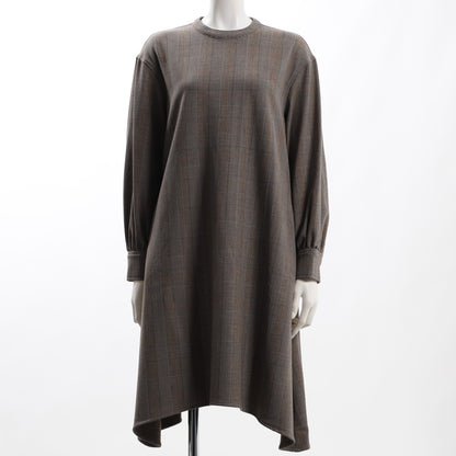 裾イレギュラーデザインチェック柄ワンピース