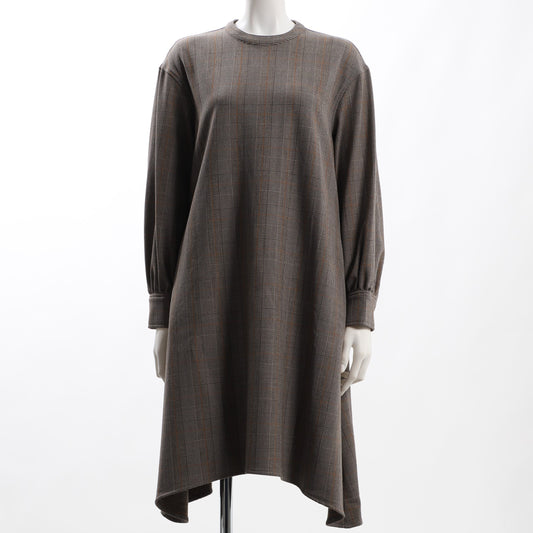 裾イレギュラーデザインチェック柄ワンピース