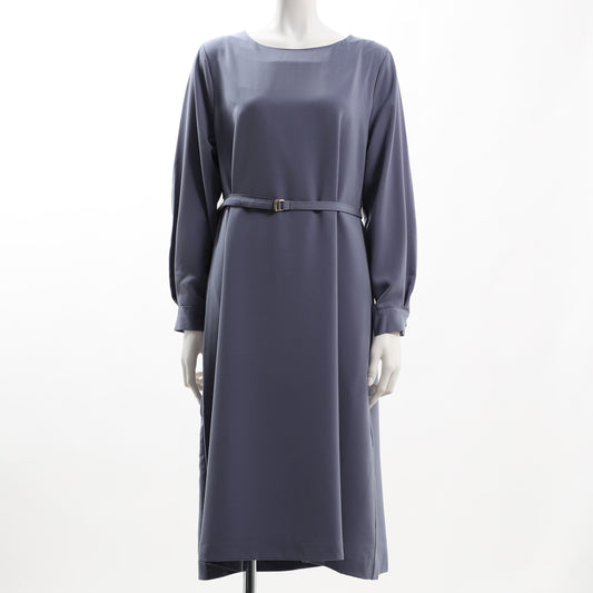 ウエストベルト付きラウンドネックワンピース