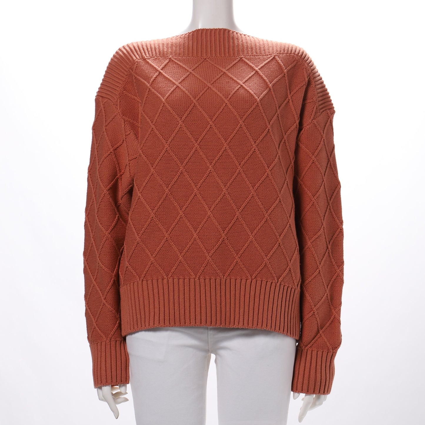 デザイン編みドロップショルダーニット