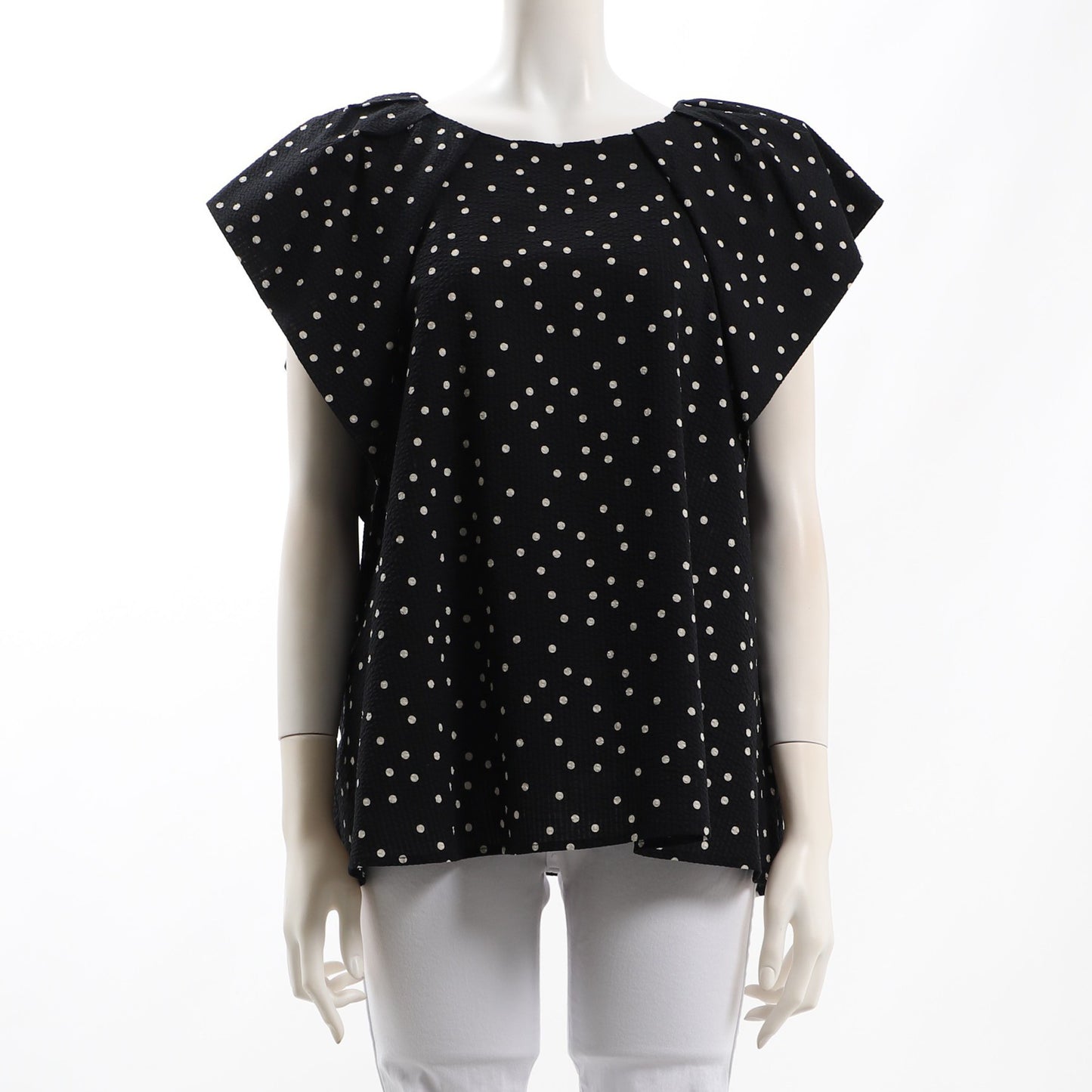 リップルドット背中開きデザインブラウス