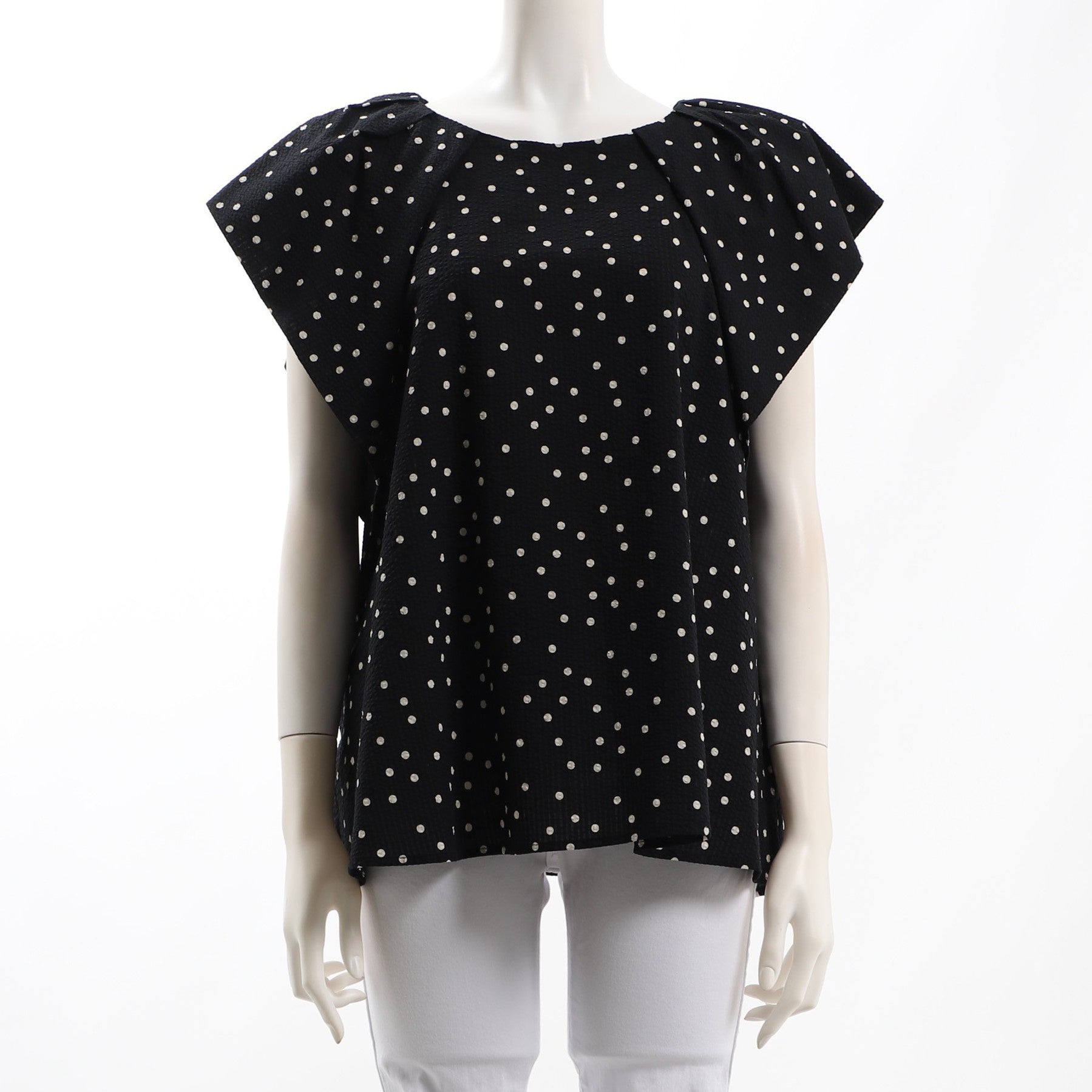 リップルドット背中開きデザインブラウス