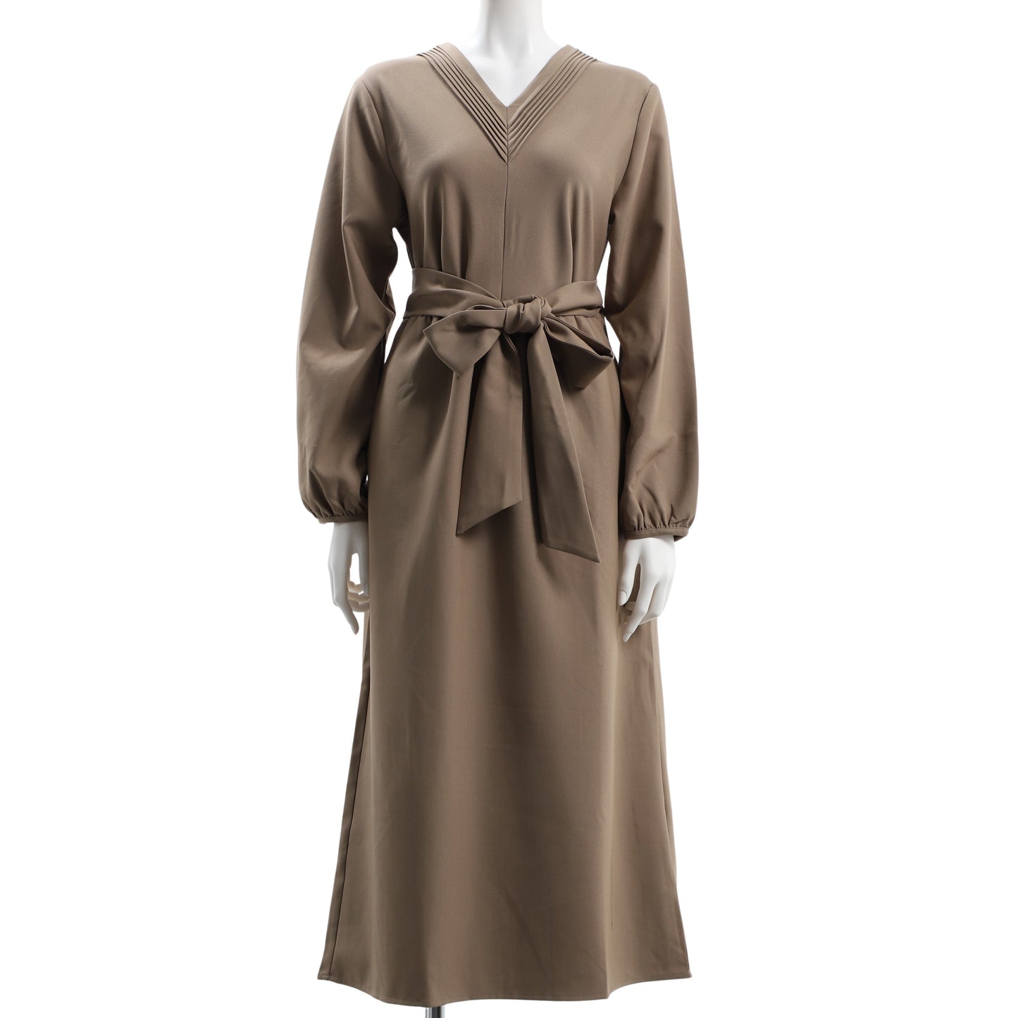 ピンタックリボンベルト付きワンピース