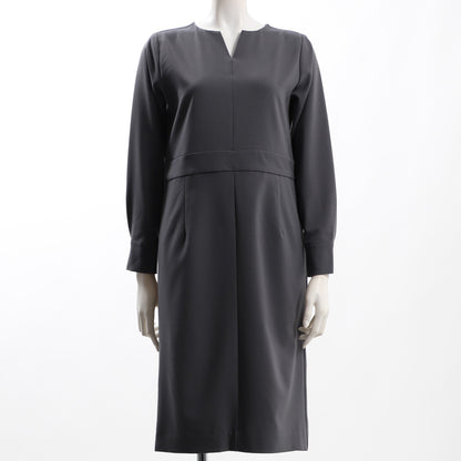 ウエスト切り替えラインオープンフロントネックワンピース