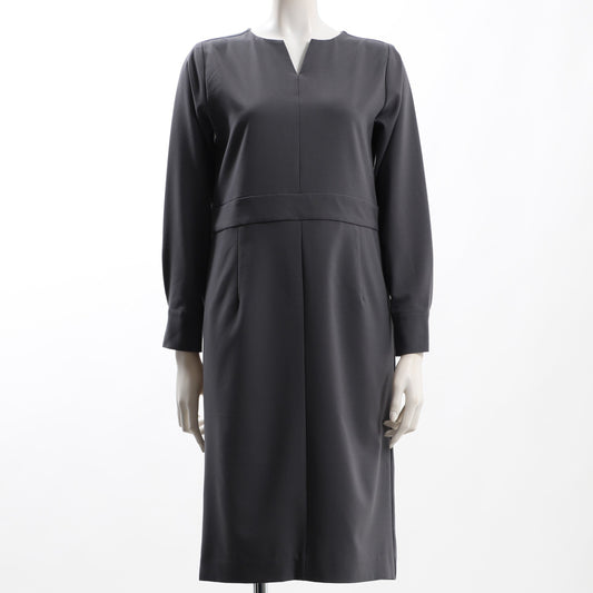 ウエスト切り替えラインオープンフロントネックワンピース