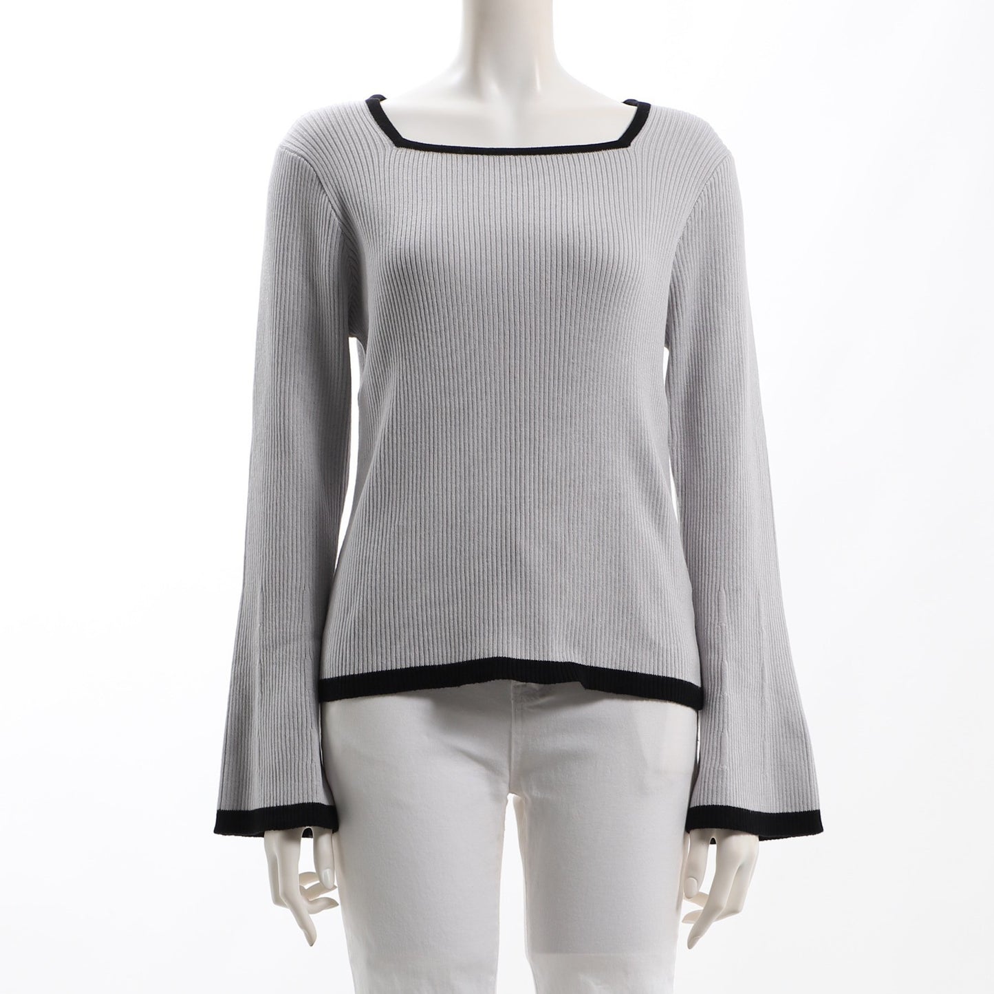 バイカラースクエアネックニット