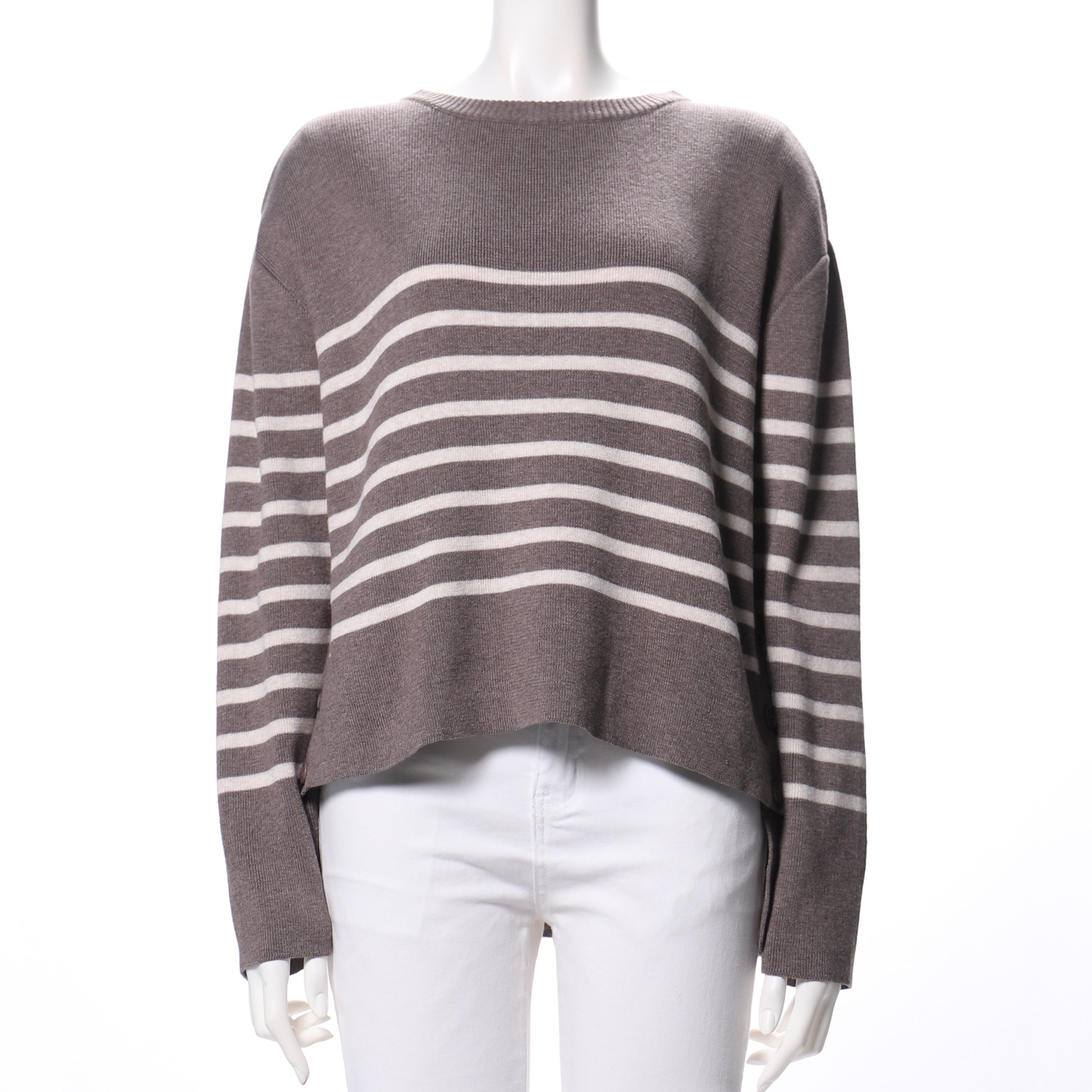 ボーダー柄ドロップショルダーニット