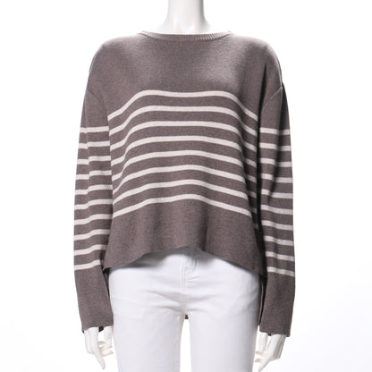 ボーダー柄ドロップショルダーニット