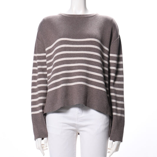 ボーダー柄ドロップショルダーニット