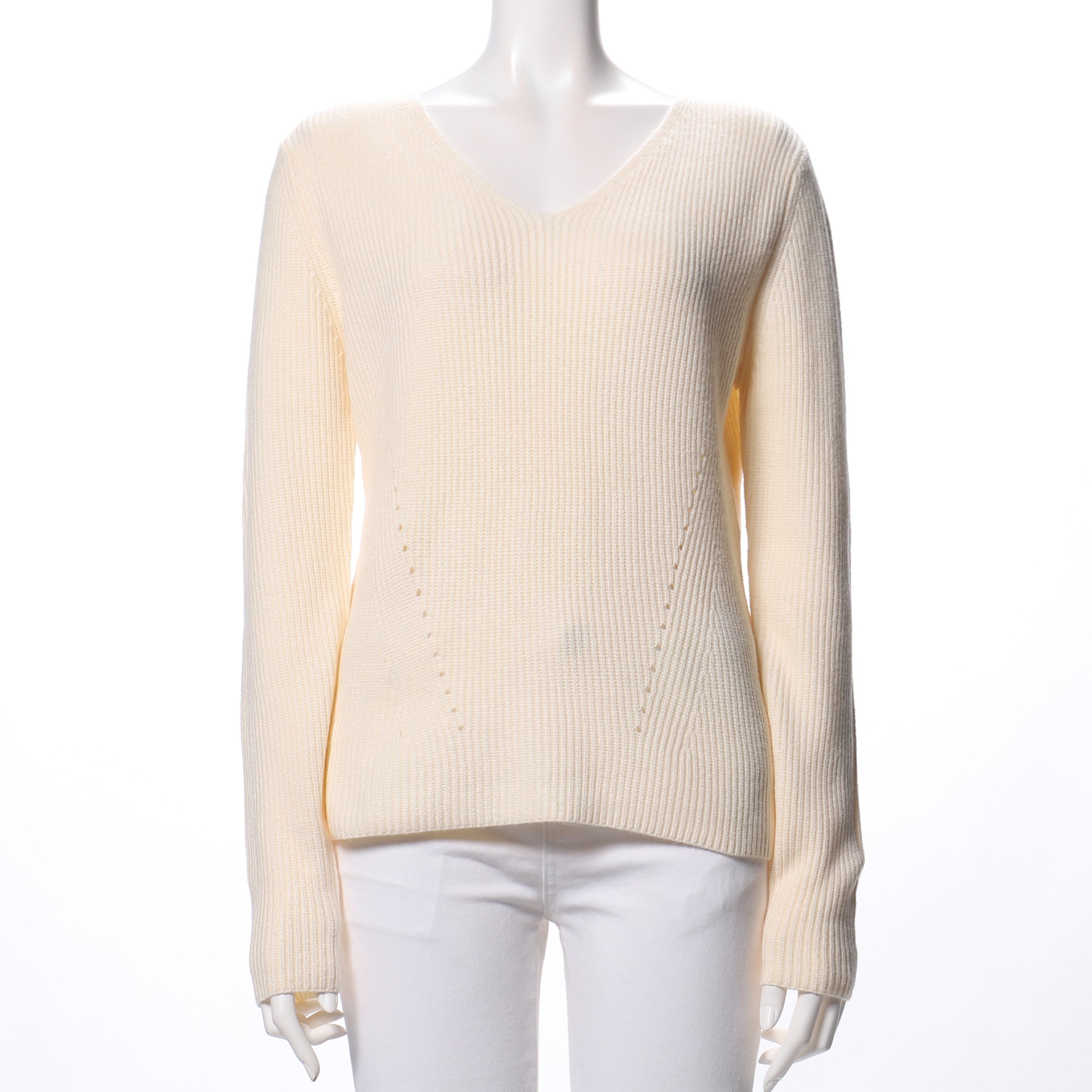 片畦アイレットVネックニット