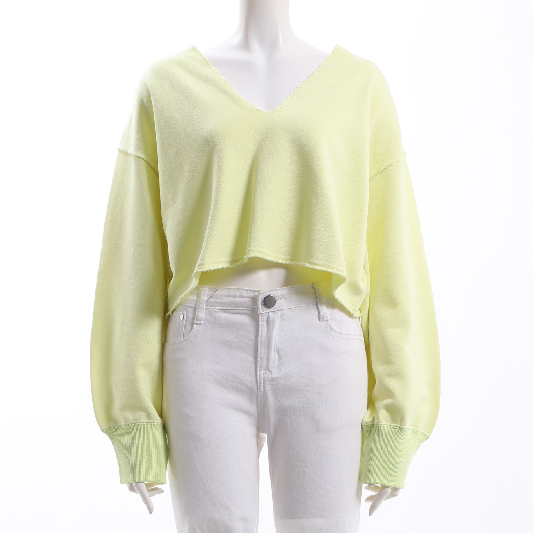 短め丈Vネックカットソー