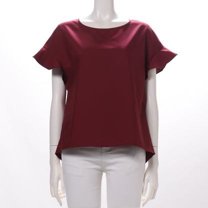 袖フリルラウンドネックブラウス