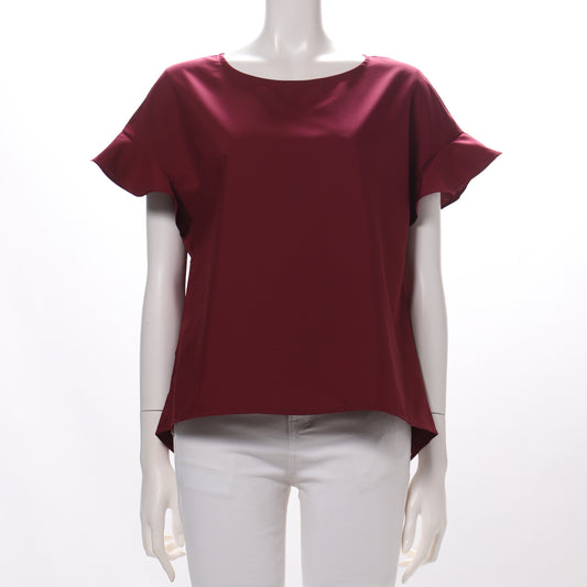 袖フリルラウンドネックブラウス