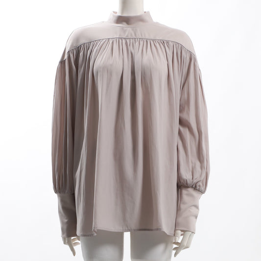 異素材切り替えボリュームパフブラウス