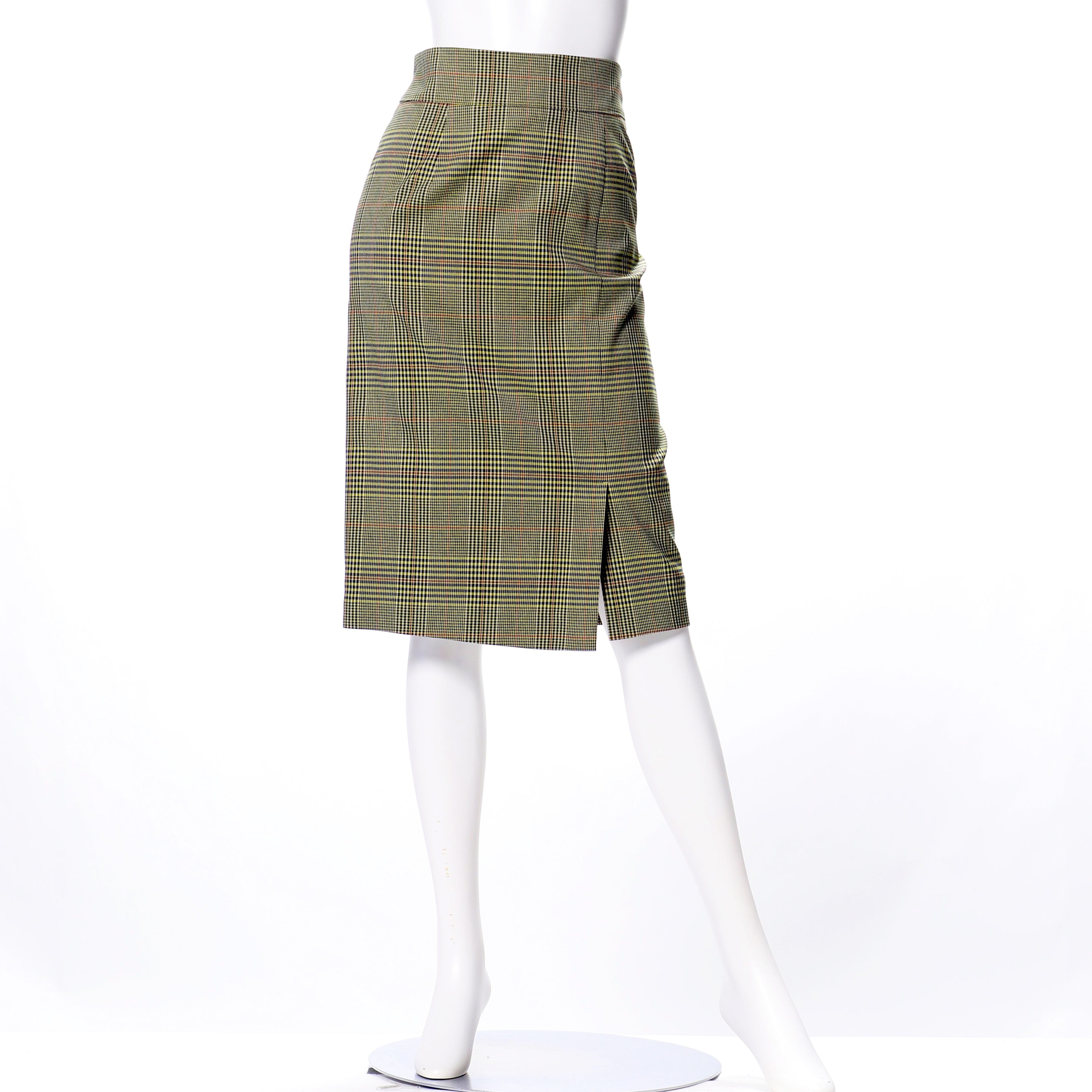 ラップ風デザイングレンチェック柄タイトスカート