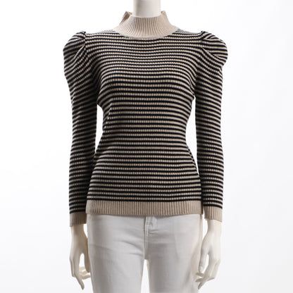 パワーショルダーボーダー柄ニット