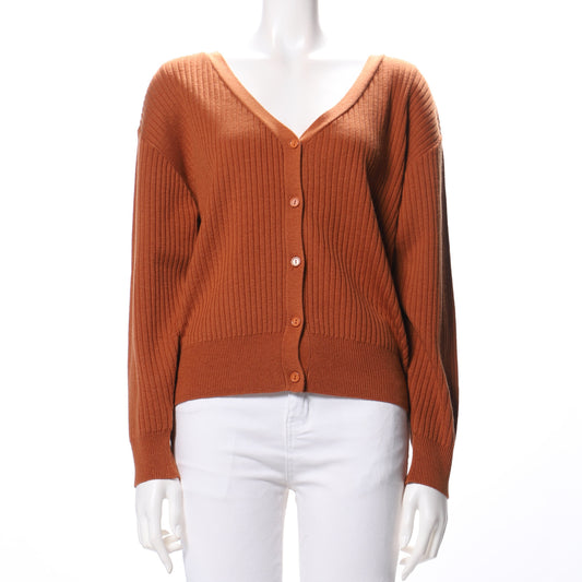 前開きリブカーディガン