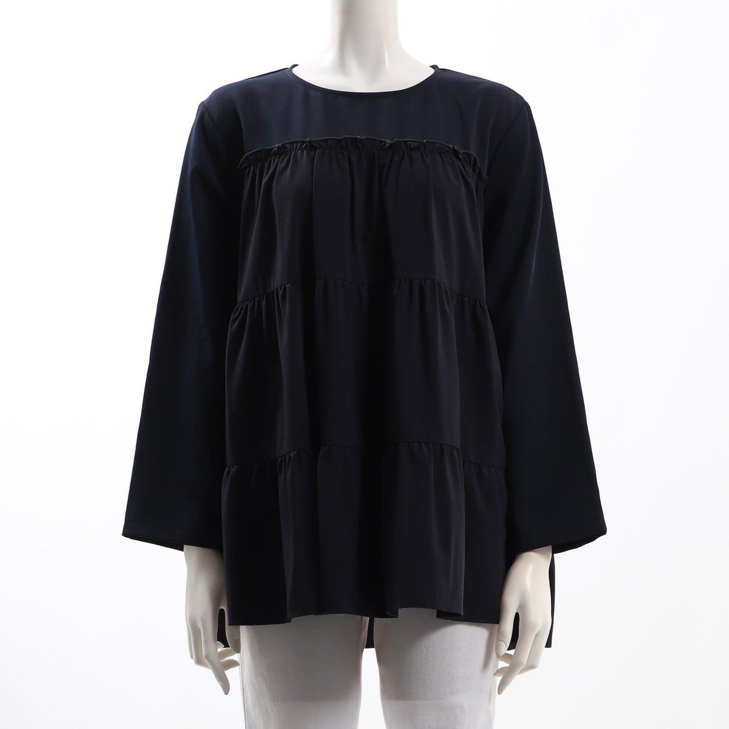 ティアードデザインラウンドネックブラウス