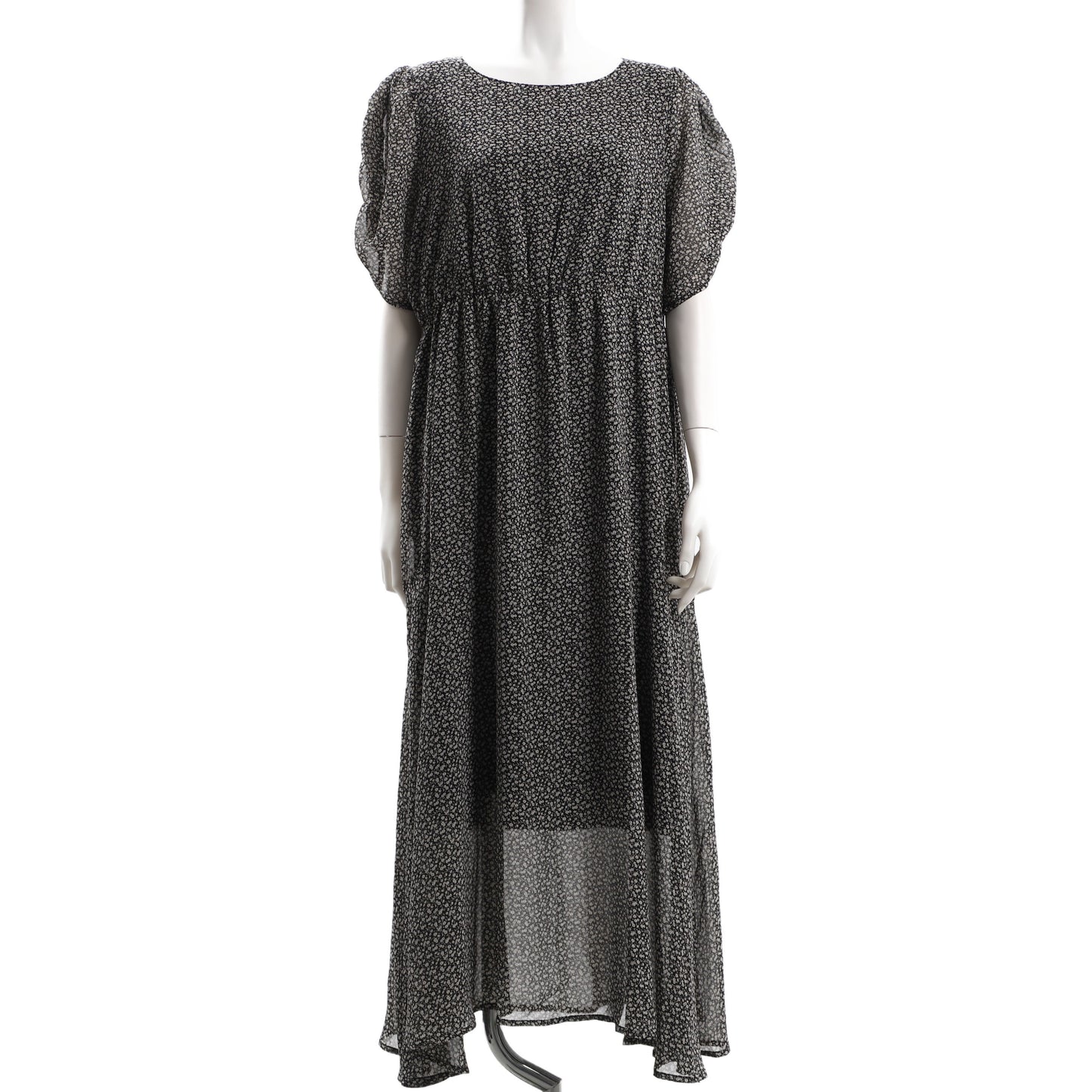 総柄パフスリーブワンピース