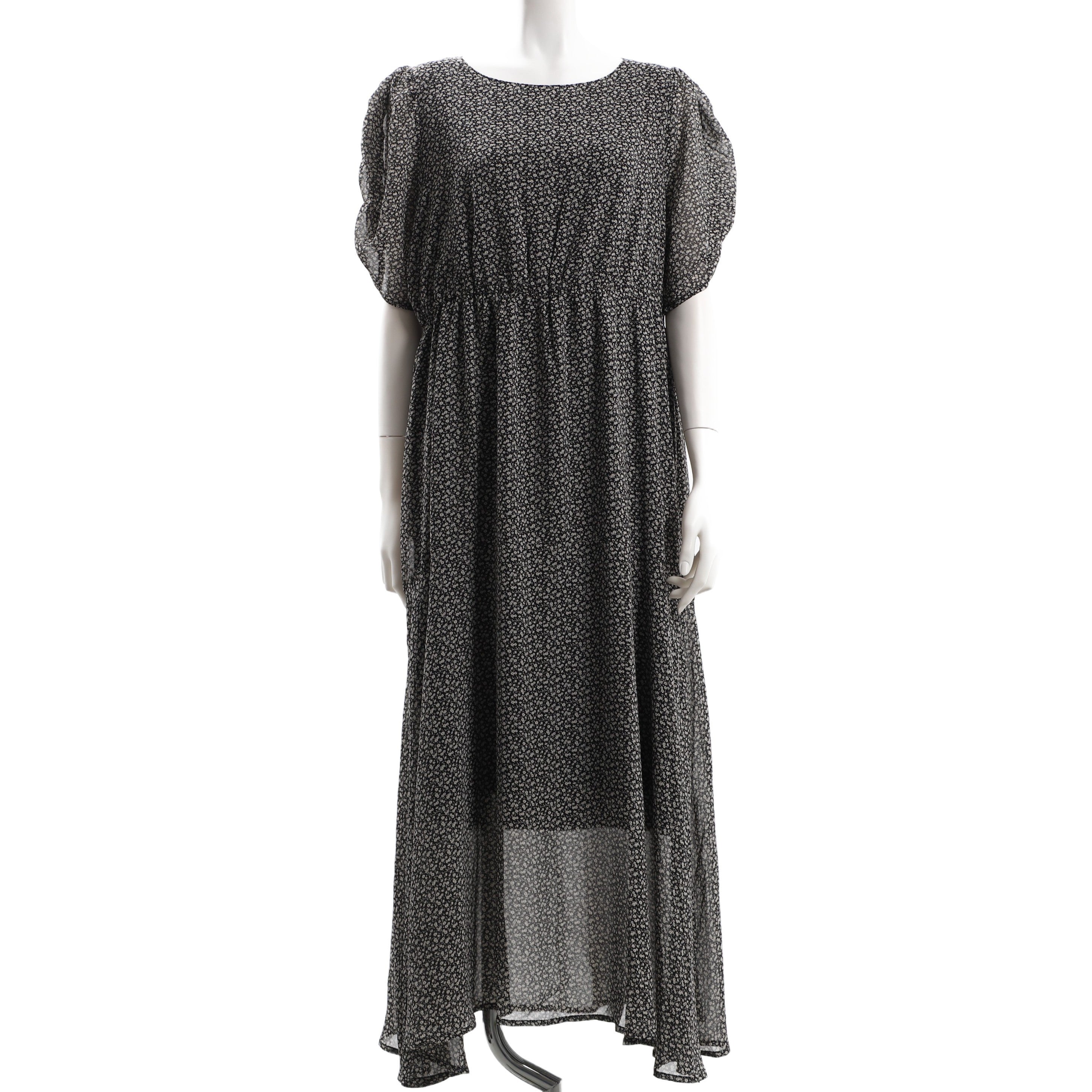 総柄パフスリーブワンピース