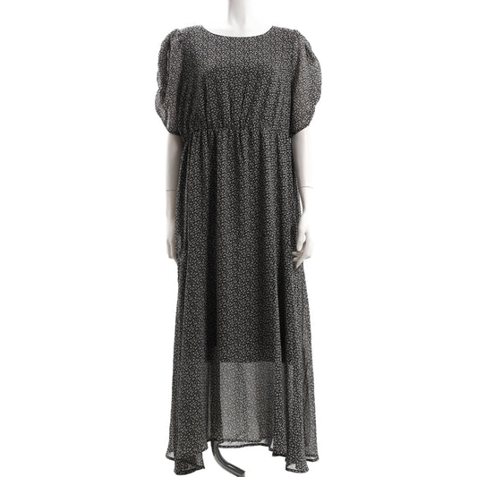 総柄パフスリーブワンピース