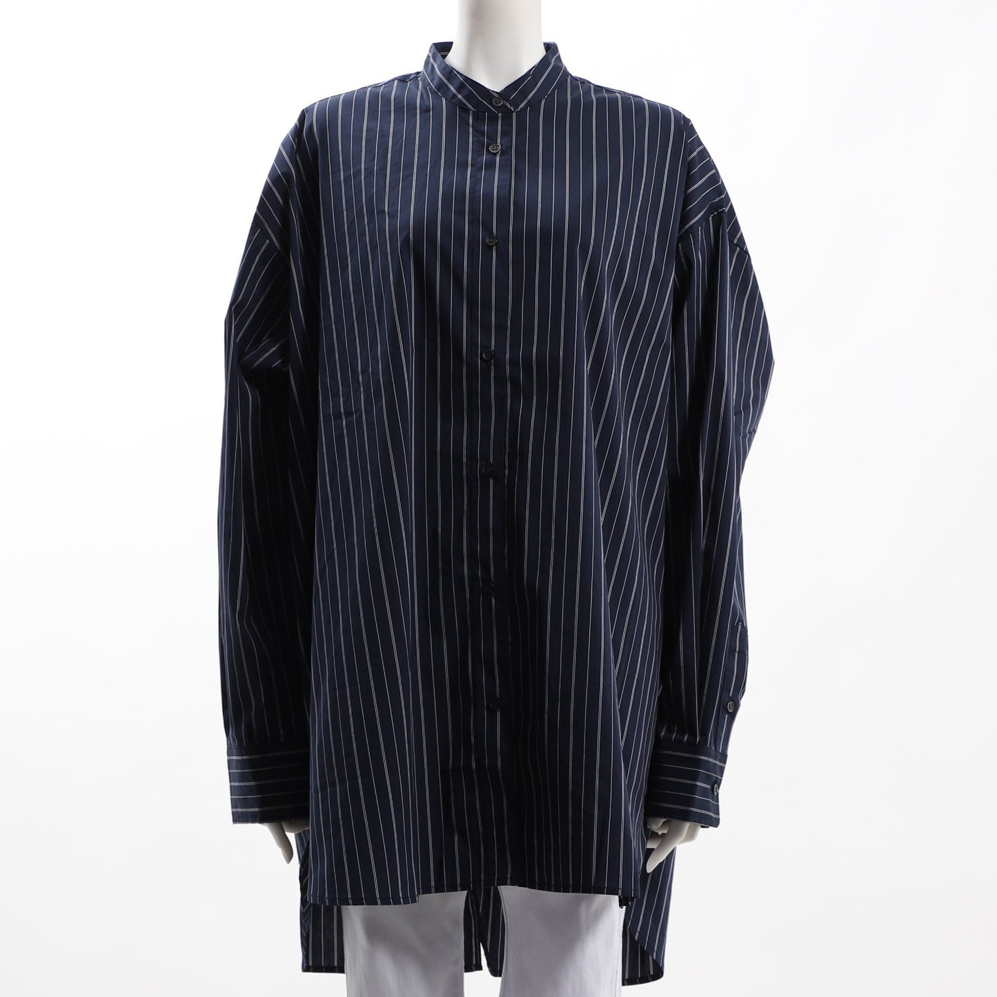 ピンストライプバックスリットブラウス