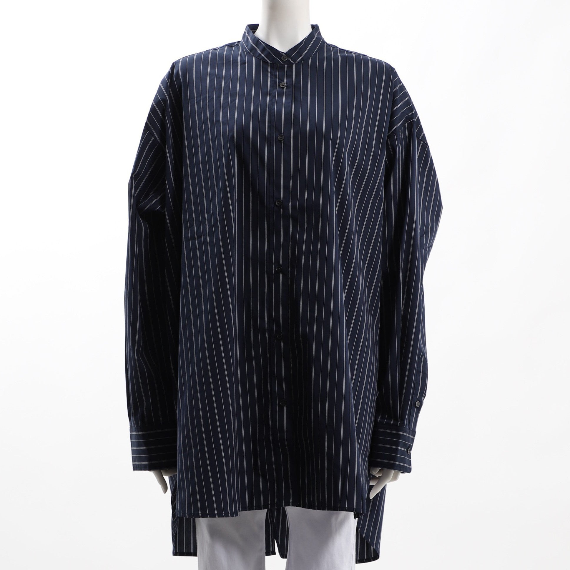 ピンストライプバックスリットブラウス