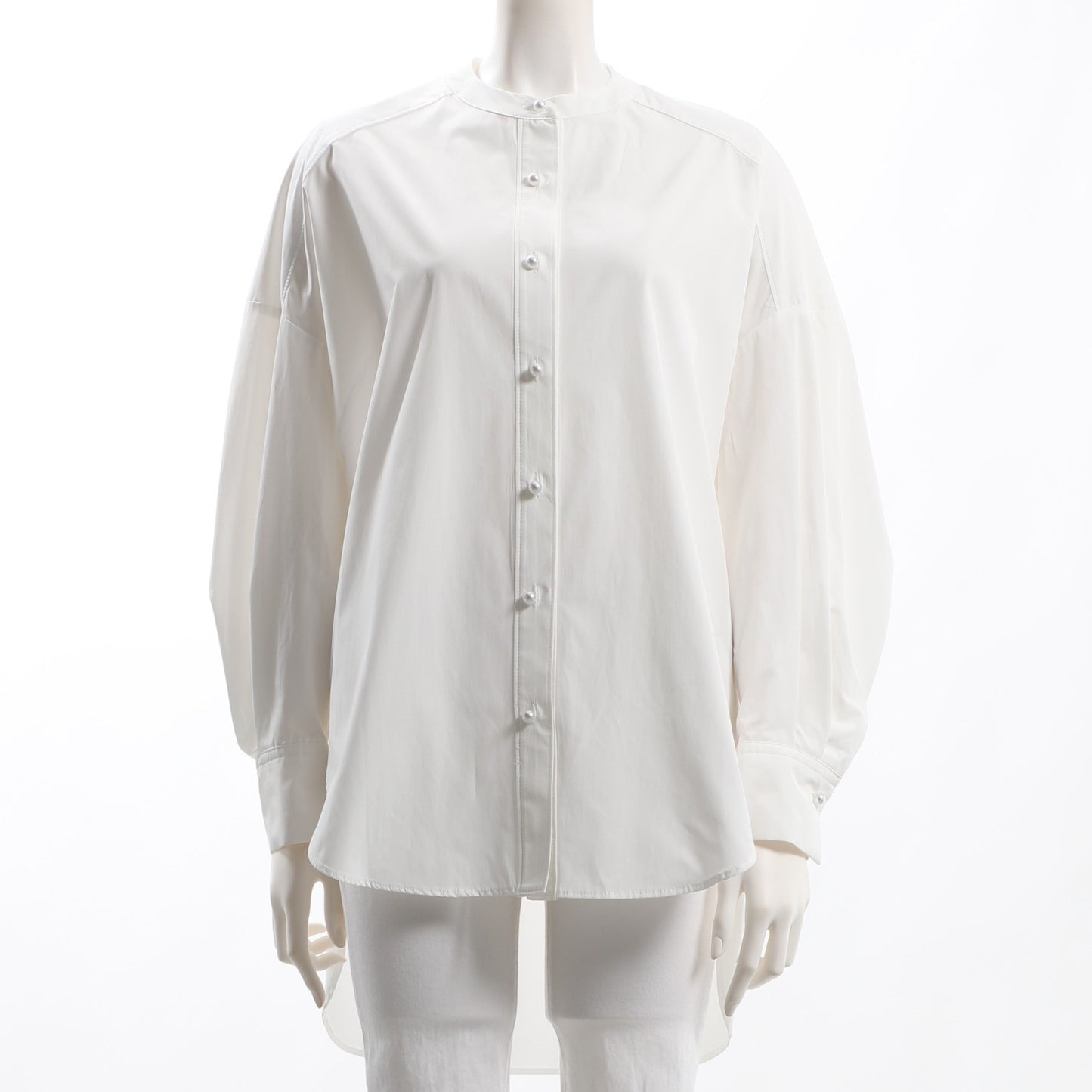 パールボタンバンドカラーシャツ